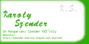 karoly szender business card